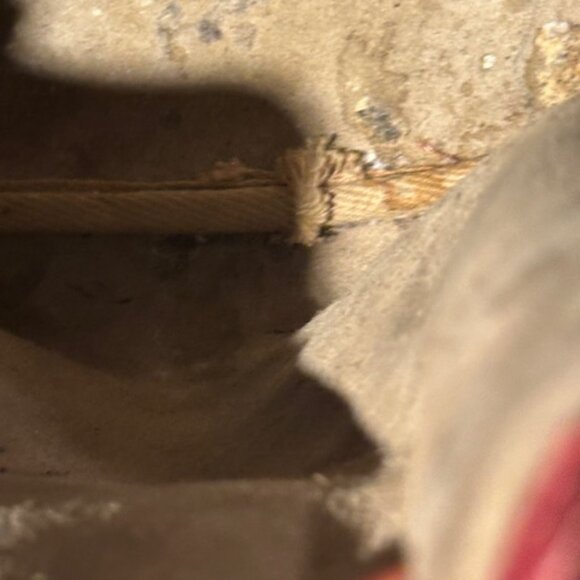 Dooney & Bourke Vintage Drawstring All Weather Leather Bucket Bag Tan Navy - Picture 7 of 14